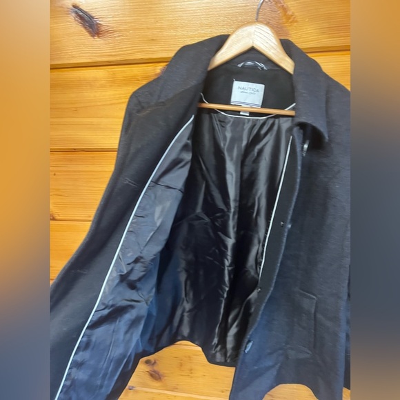 Nautica Women’s Single Breasted Black Wool Blend  Pea Coat Jacket Lined Size XL - Picture 2 of 5